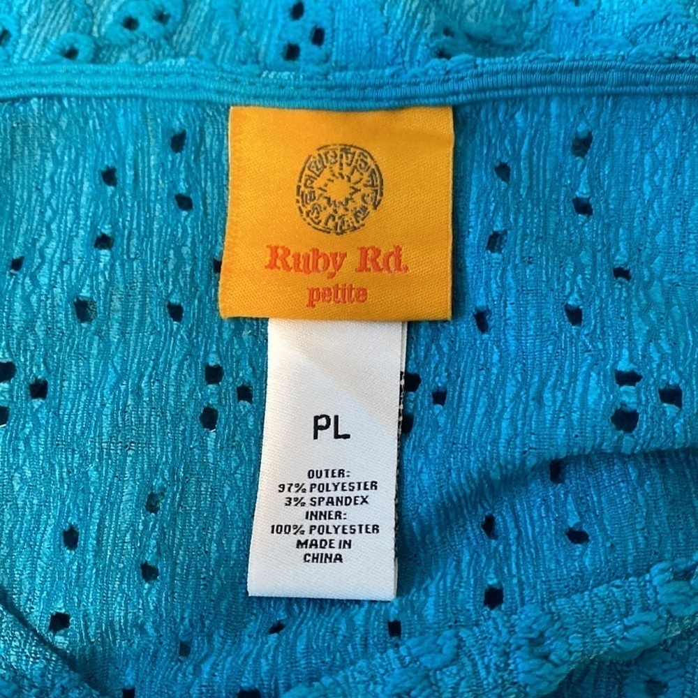 Ruby Rd. Eyelet 3/4 Sleeve Blouse Size LP - Picture 5 of 5